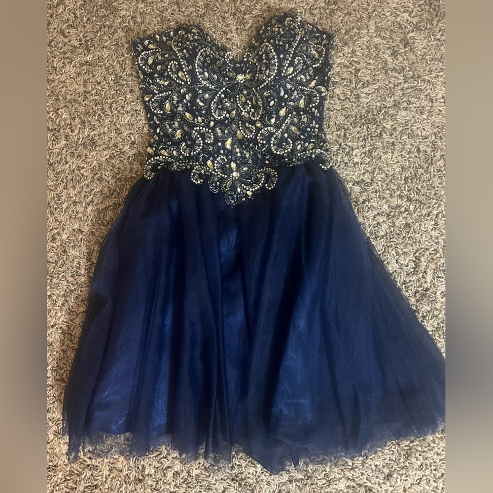 Alyce Paris Midnight Blue Embellished Dress